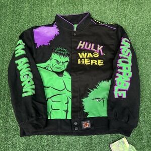 NWT VTG JH Design Hulk Jacket Youth 2XL Black Men's S Crop Boxy Racing Marvel